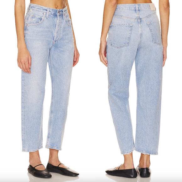 Citizens of Humanity | NWT Dahlia Bow Leg Baby Roll Ribbon Light Barrel Jeans 29 - Picture 2 of 12